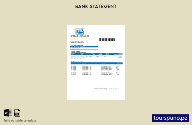 listo para imprimir plantilla de Word   extracto bancario de San Marino Cassa di